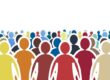 cartoon image of a crowd of people shapes