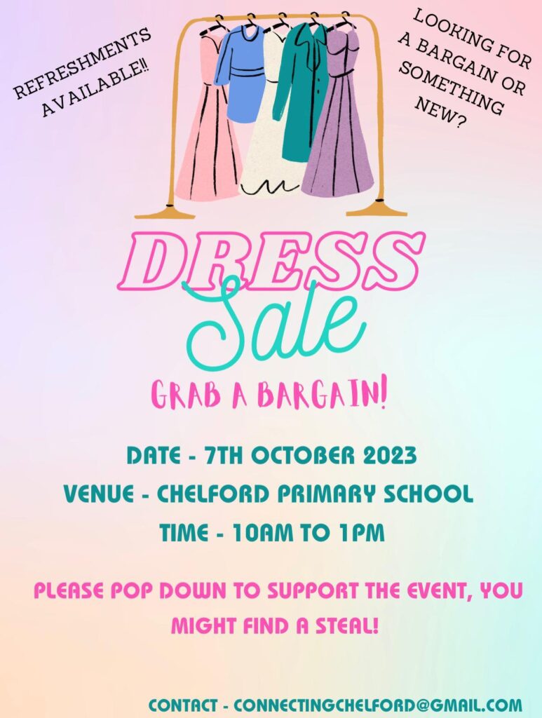 Dress sale at Chelford Primary School on 7th October 2023